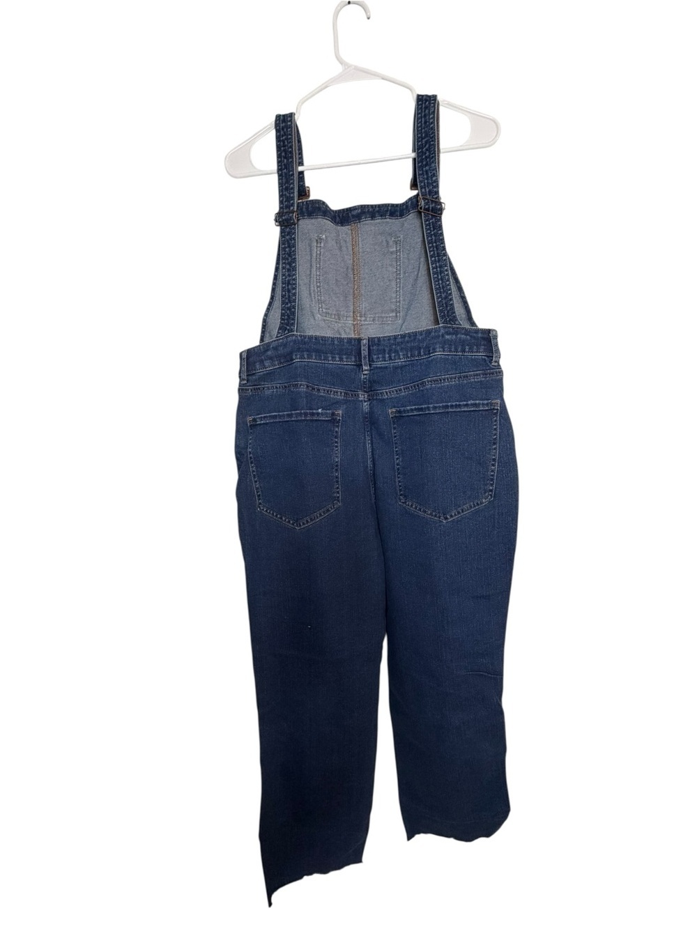 Express Dark Blue Denim Overalls with Knee Rips - Picture 6 of 7